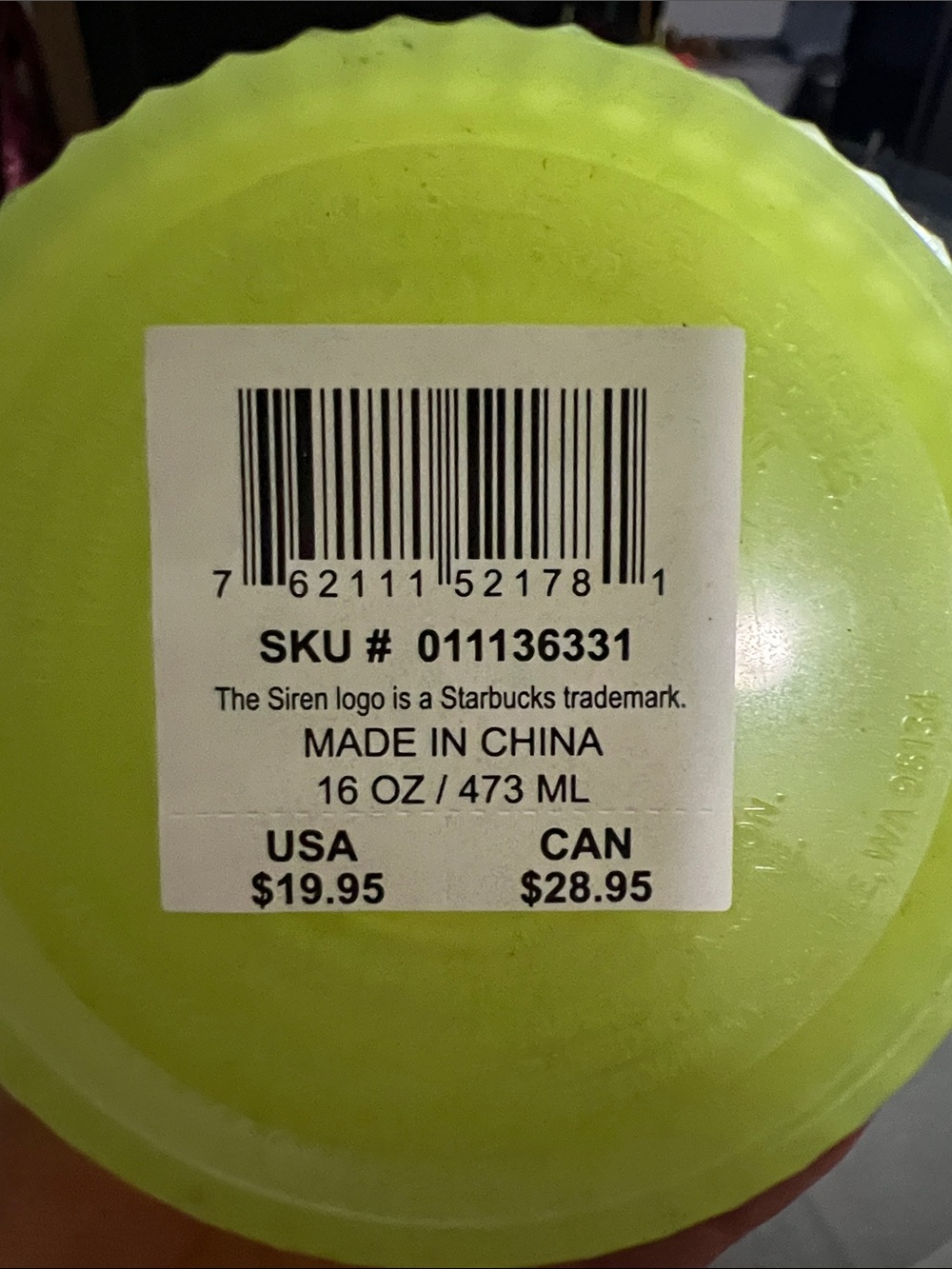 Starbucks Neon Yellow Tumbler with Textured Grip - Picture 2 of 3